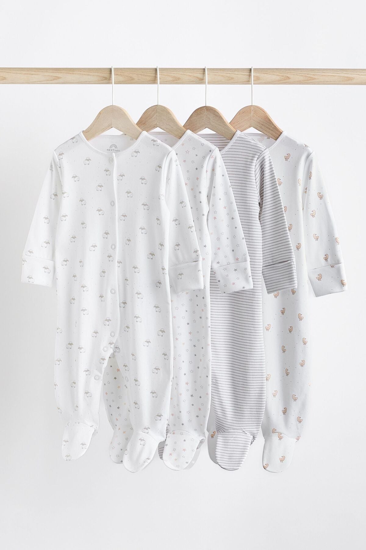 Next Baby % 100 Pamuklu Hayvan Desenli 4’lü Tulum Set