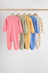 Next Baby % 100 Pamuklu Pembe Çiçek Desenli 5'li Tulum Set