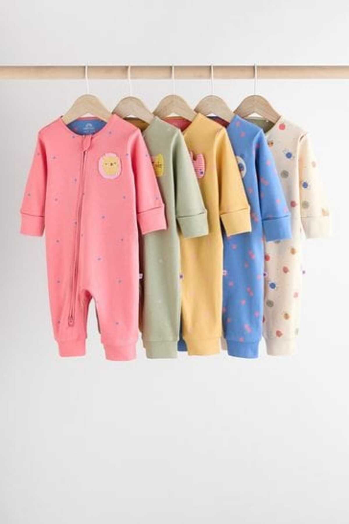 Next Baby % 100 Pamuklu Pembe Çiçek Desenli 5'li Tulum Set
