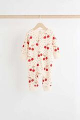 Next Baby %100 Pamuklu Krem Kahve Kiraz Desenli 4'lü Tulum Set