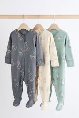 Next Baby % 100 Pamuklu Mineral Mavi Çiftlik Desenli 3’lü Tulum Set