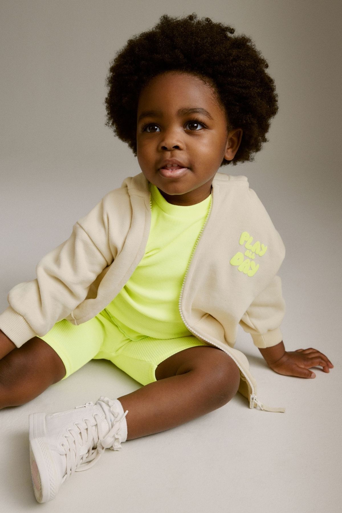 Next Baby Pamuklu Sarı Kısa Kollu Tshirt Tayt Kapüşonlu Sweatshirt 2’li Set