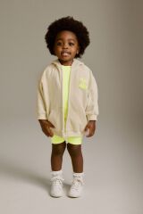 Next Baby Pamuklu Sarı Kısa Kollu Tshirt Tayt Kapüşonlu Sweatshirt 2’li Set