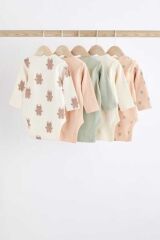 Next Baby % 100 Pamuklu Krem Pembe Uzun Kollu 5'li Body Zıbın Set