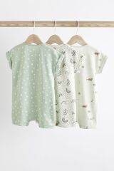 Next Baby % 100 Pamuklu Nane Yeşili Zürafa Desenli 3’lü Romper Set