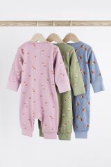 Next Baby %100 Organik  Pamuklu Lila Çiçekli 3’lü Tulum Set ALY00478