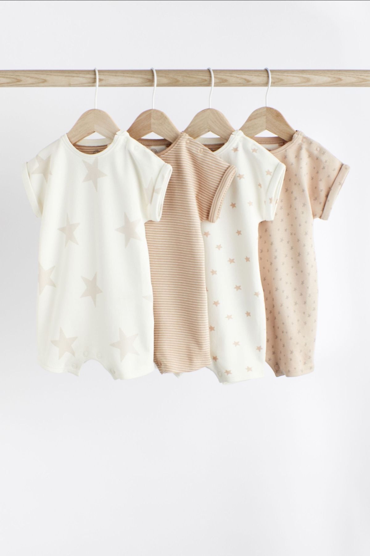 Next Baby % 100 Pamuklu Krem Yıldız Desenli 4’lü Romper Set