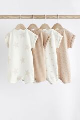 Next Baby % 100 Pamuklu Krem Yıldız Desenli 4’lü Romper Set