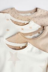 Next Baby % 100 Pamuklu Krem Yıldız Desenli 4’lü Romper Set