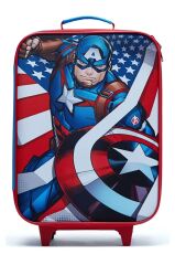 Mavi Captain America Temalı Tekerlekli Küçük Kabin Boy Valiz