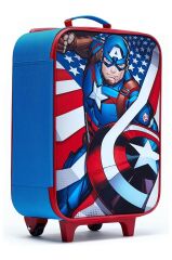 Mavi Captain America Temalı Tekerlekli Küçük Kabin Boy Valiz