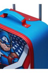 Mavi Captain America Temalı Tekerlekli Küçük Kabin Boy Valiz