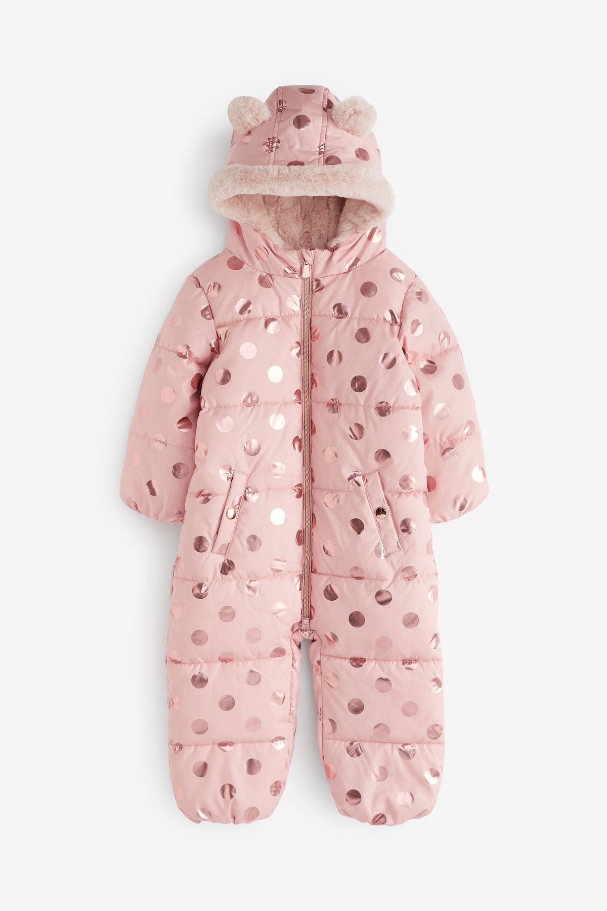 Next Baby Pink Tam Polar Astarlı Suya Dayanıklı Kar Tulumu