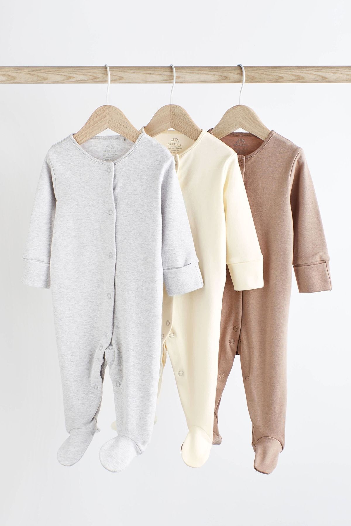 Next Baby % 100 Pamuklu Krem 3’lü Tulum Set