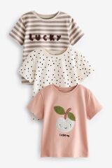 Next Baby % 100 Pamuklu Kısa Kollu Elma Desenli 3’lü Tshirt Set