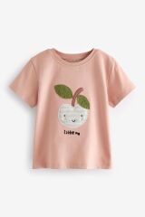 Next Baby % 100 Pamuklu Kısa Kollu Elma Desenli 3’lü Tshirt Set
