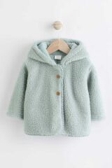 Next Baby Adaçayı Yeşili  Tam Polar Astarlı Kapüşonlu Peluş Ceket