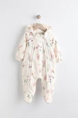 Next Baby Ekru Peri Desenli  Tam Polar Astarlı Astronot Tulum