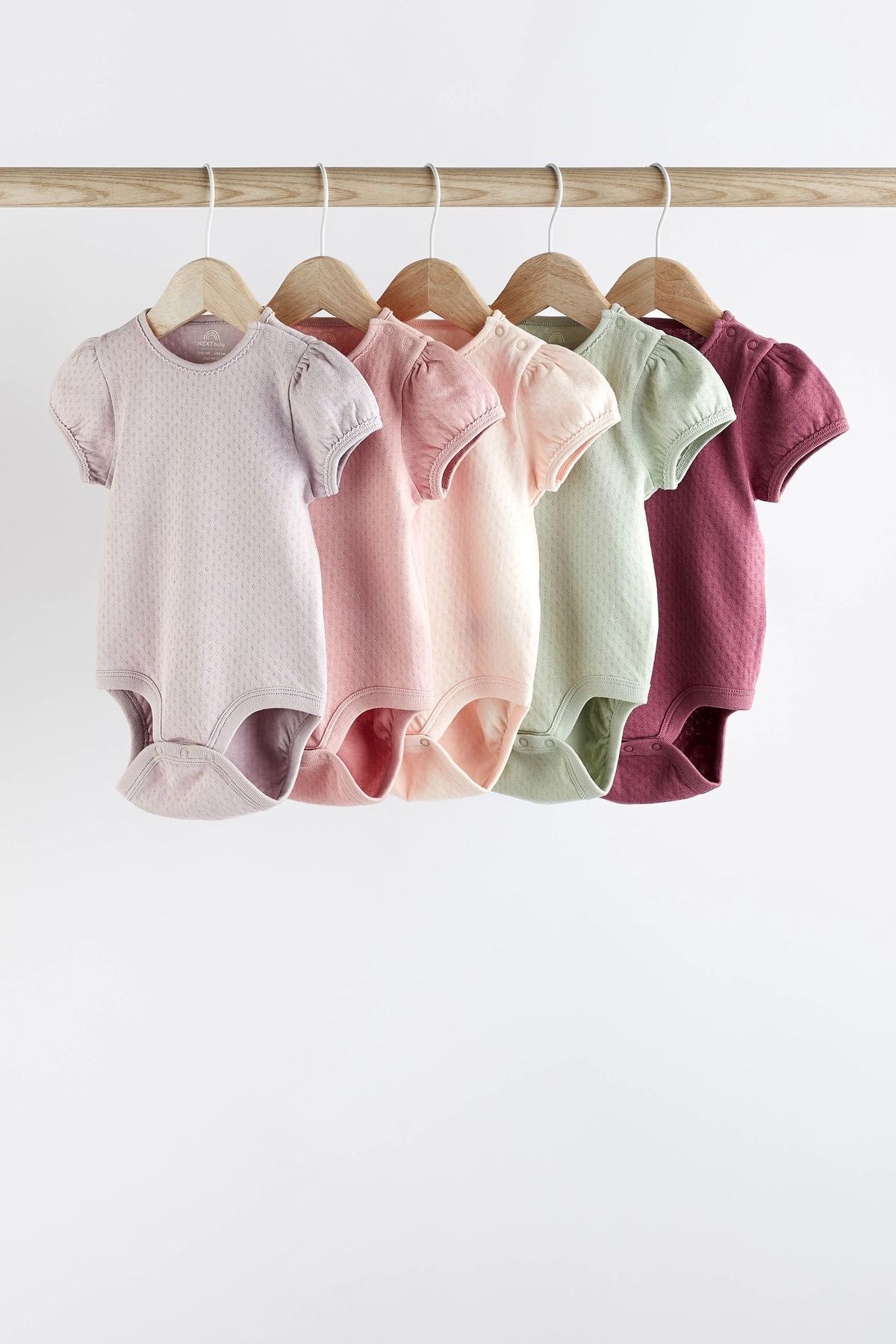 Next Baby % 100 Pamuklu Pembe Dokuku Kısa Kollu 5’li Body Zıbın Set