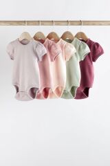 Next Baby % 100 Pamuklu Pembe Dokuku Kısa Kollu 5’li Body Zıbın Set