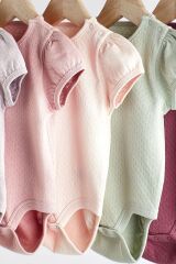 Next Baby % 100 Pamuklu Pembe Dokuku Kısa Kollu 5’li Body Zıbın Set