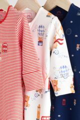 Next Baby % 100 Pamuklu Kırmızı Mavi Londra Desenli 3'lü Tulum Set