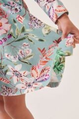 Next Baby Pamuklu Mavi Çiçek Desenli Uzun Kollu Elbise