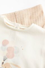 Next Baby % 100 Pamuklu Krem Bale Tavşanı Uzun Kollu Alt Üst Takım