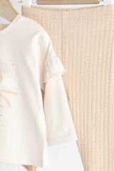 Next Baby % 100 Pamuklu Krem Bale Tavşanı Uzun Kollu Alt Üst Takım