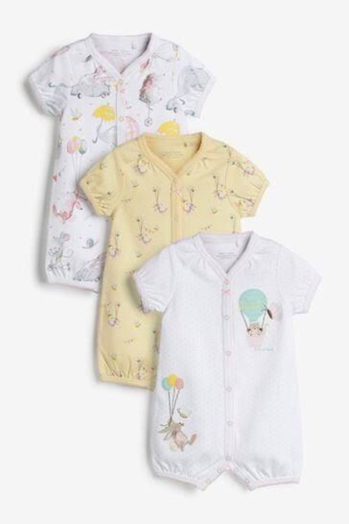 Next Baby % 100 Pamuklu Lemon Yellow Circus 3’lü Romper Set